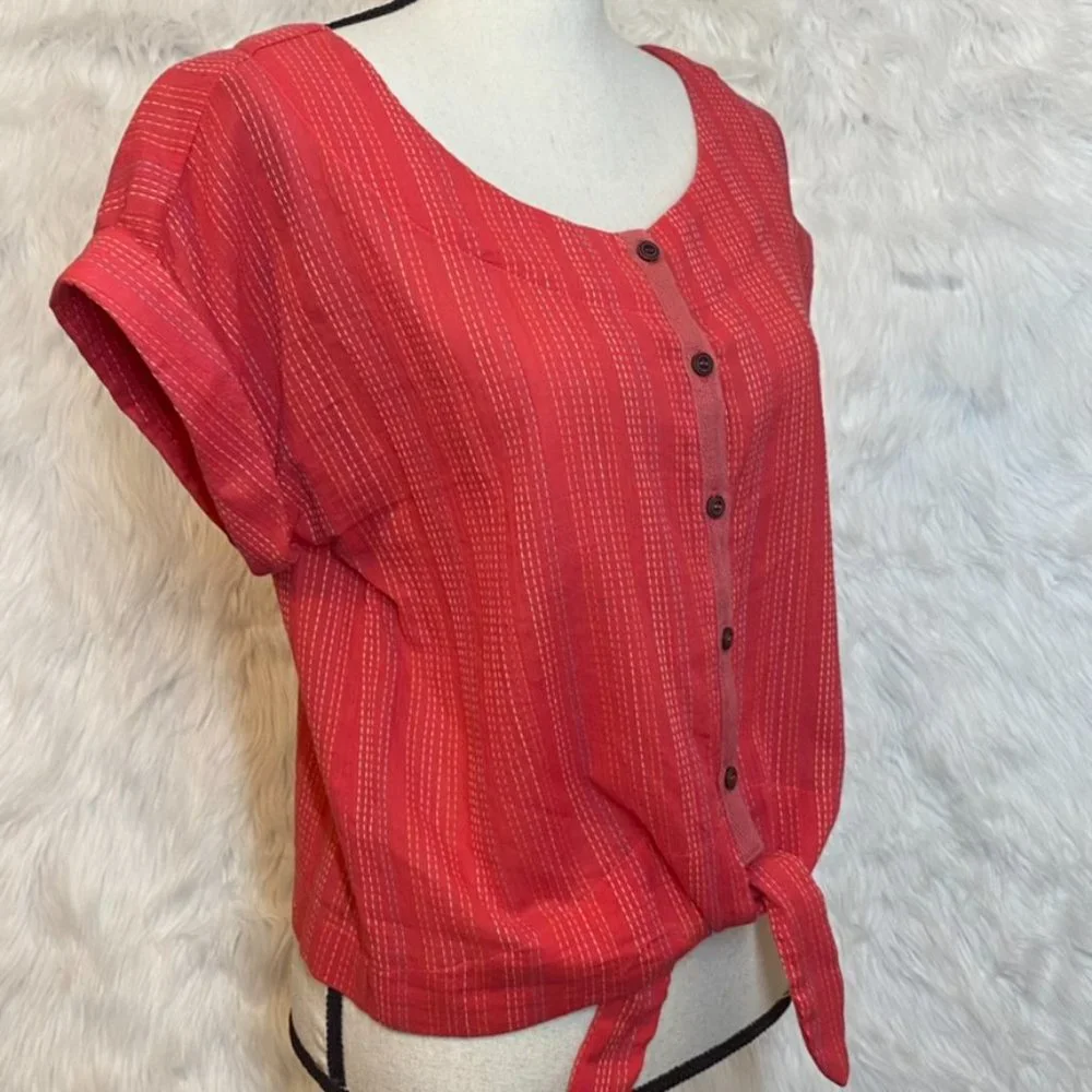 Anthropologie Mo:Vint Dani Shirt Front-Tie Button Up Blouse Small - Picture 12 of 12